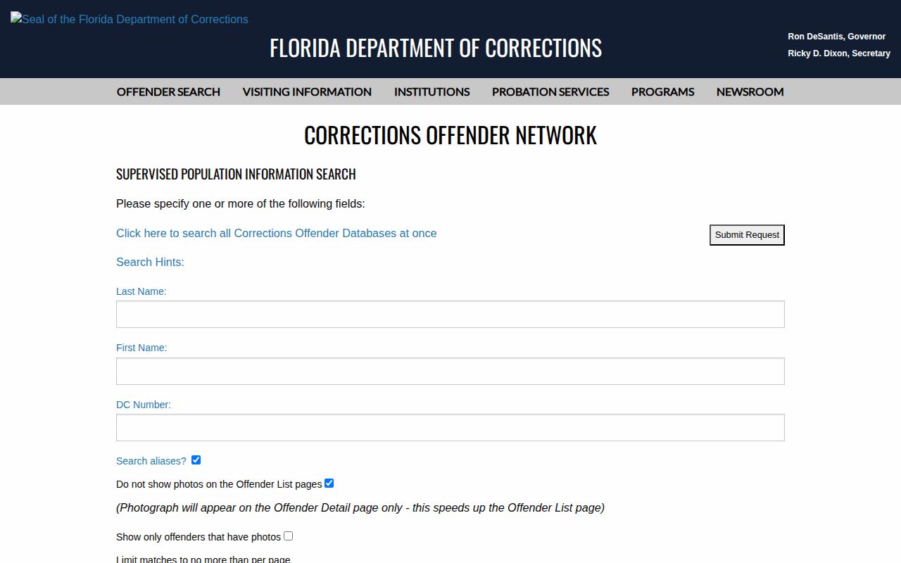 Polk County parole and probation supervised population search