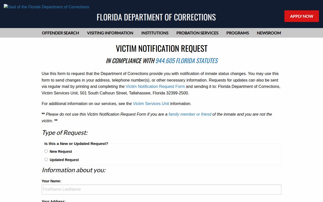 Polk County VINELink state prison notification events